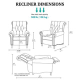 Aidan - Push Back Recliner Chair With Tufted Back And Nailhead Trim - Cream