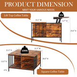 Lift Top Coffee Table With Storage Adjustable Height - Black
