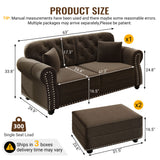 Upholstered Sofa Set With Nailhead Trim And Rolled Armrests, Includes Pillows