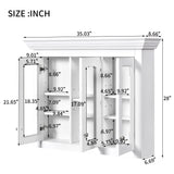 Bathroom Medicine Cabinet With Mirror, 5 Adjustable Closed Shelves, Wall-Mounted - White