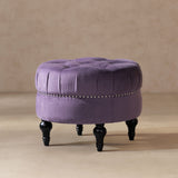 Dawn - Tufted Round Ottoman Nailhead Accents - Purple